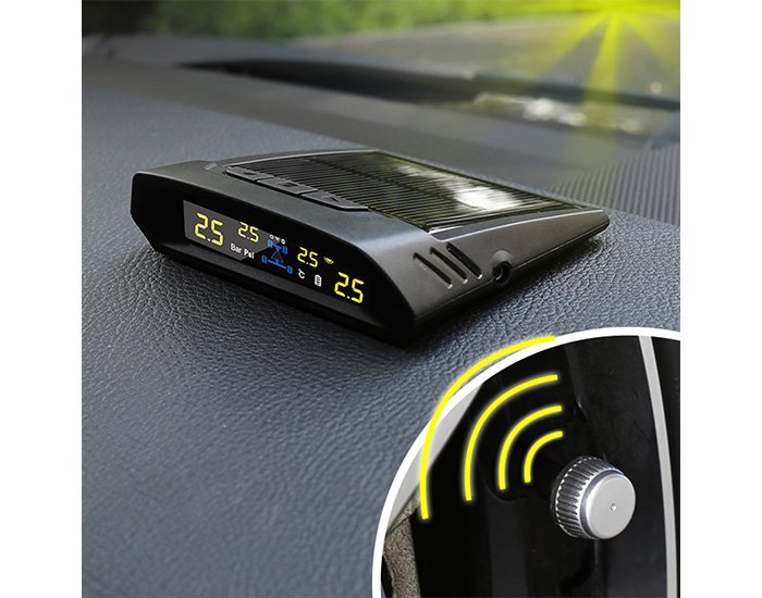 TPMS kontrola tlaku v pneumatice 4 externí čidla / solární napájení (tpms-x7)