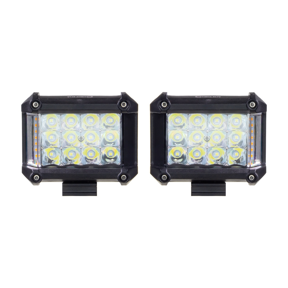 LED světla obdélníková bílé/oranžové, 19W, 19xLED, ECE R10, 2ks (wl-445wo)