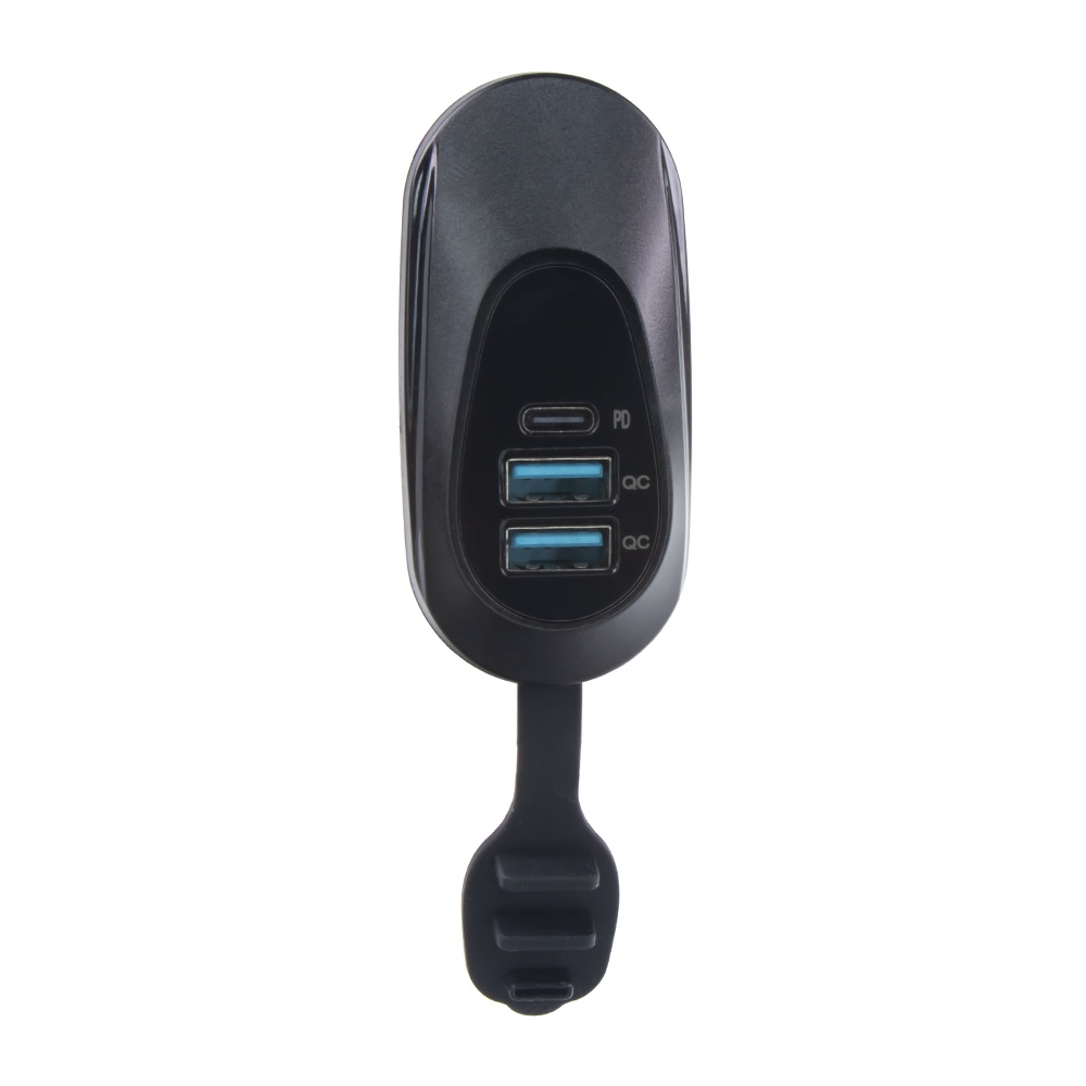 2x USB QC3.0 + USB-C zásuvka 12/24V, montáž na povrch (34710.2)