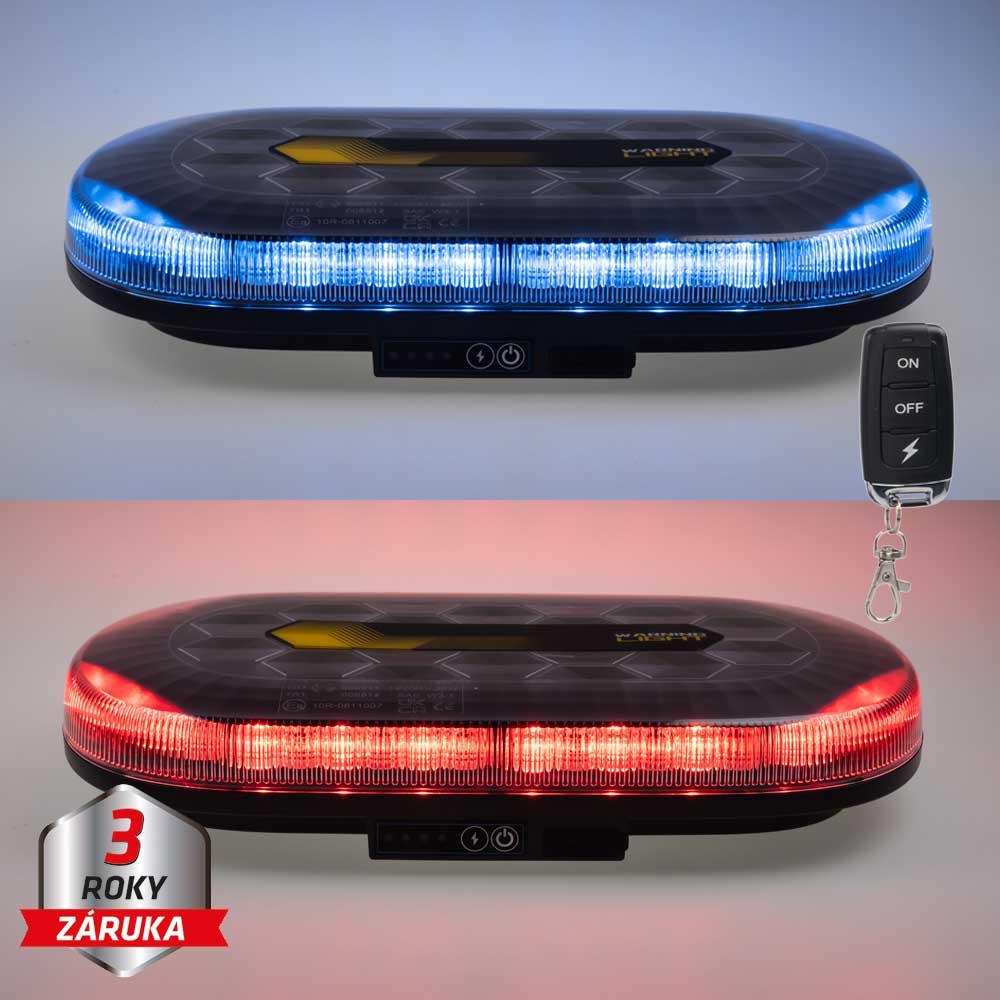 AKU LED rampa modrá/červená, 48xLED, magnet, 328mm, ECE R65 R10 (sre2-bat865brRE)